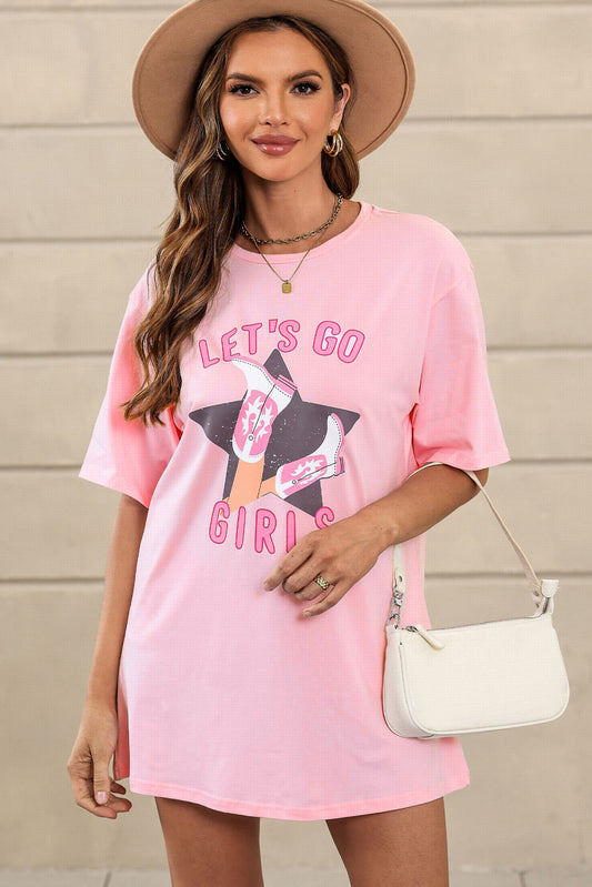 Pink Lets Go Girls Western Graphic Tee