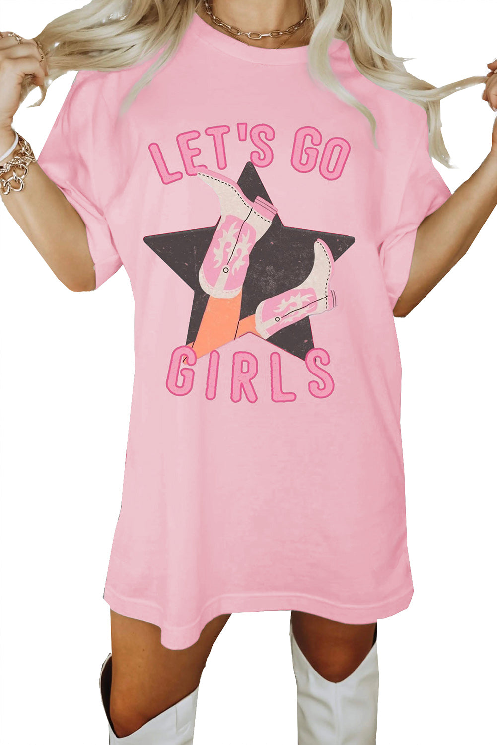 Pink Lets Go Girls Western Graphic Tee