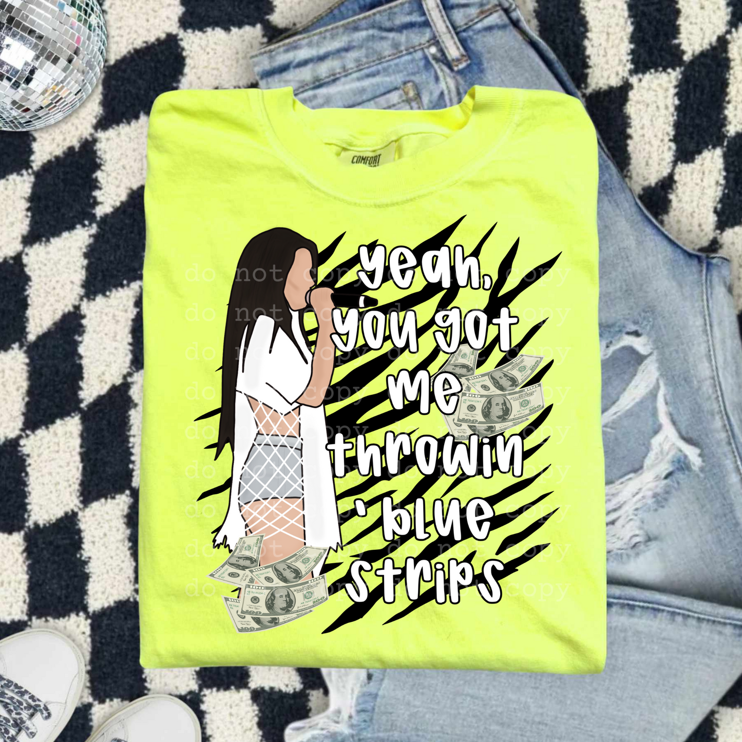 Yeah, you got me throwin blue stripes